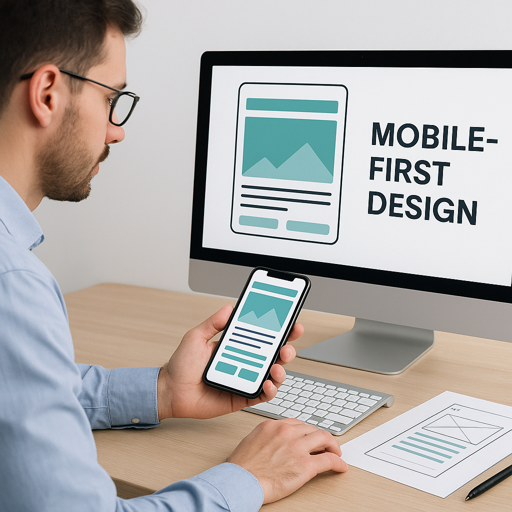 Mobile-First Дизайн Пример адаптивного сайта на мобильном устройстве