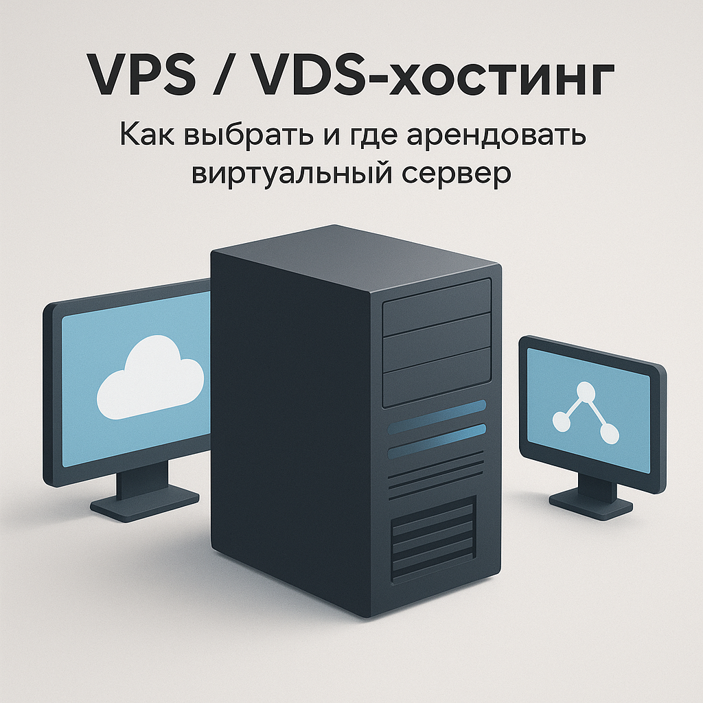 Изображение VPS-хостинга с сервером и графиками