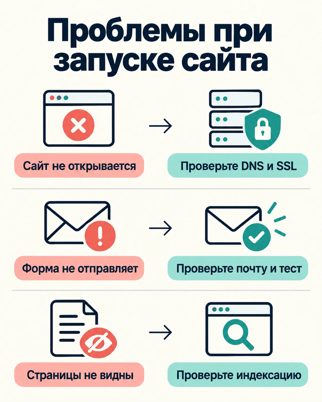 Проблемы запуска сайта WordPress и решения: DNS и SSL, отправка формы, индексация страниц
